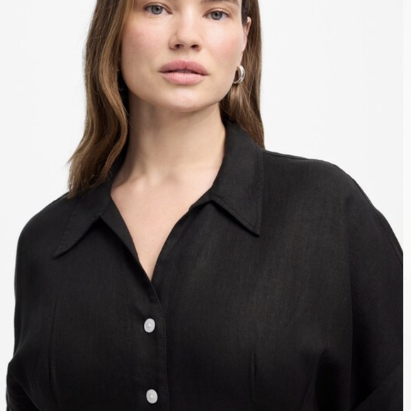 Madewell Pleated Midi Shirtdress in 100% Linen - NWT - Picture 11 of 16